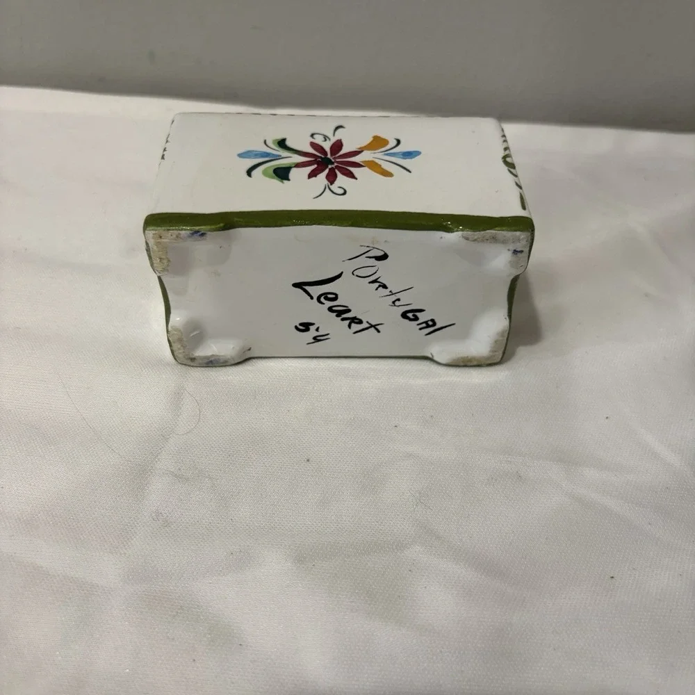 Vintage Portuguese Small Handpainted Flower Frog‎ Floral 3.25
